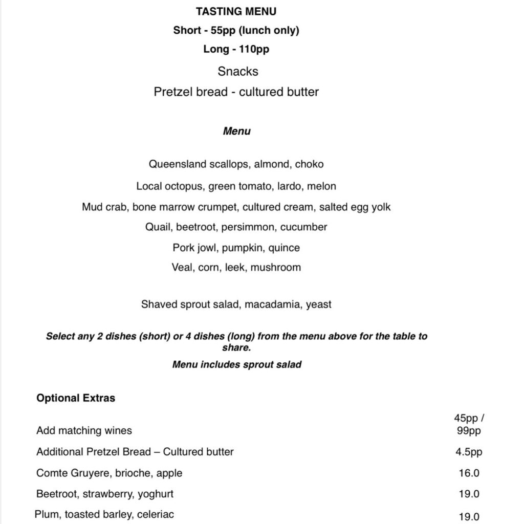 Tasting Menu The North Room 