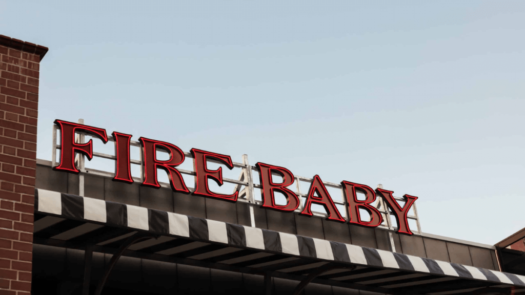 Fire Baby Southport building sign at 10 Welch Street, Southport