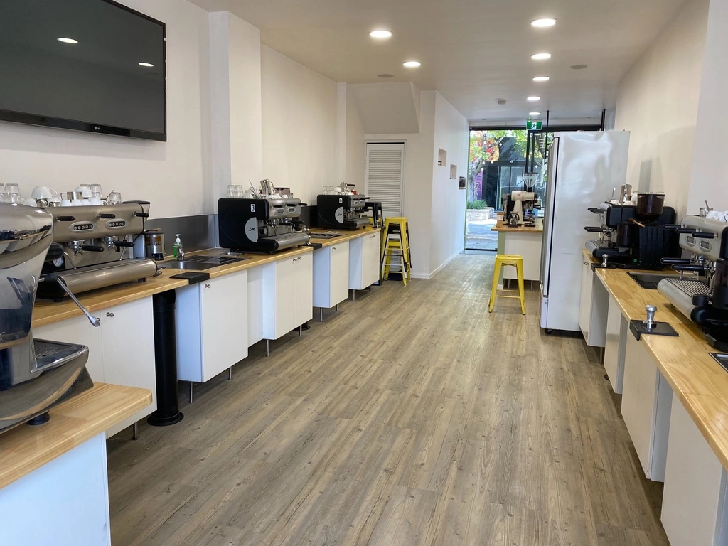 Barista training session at Gold Coast Coffee School.