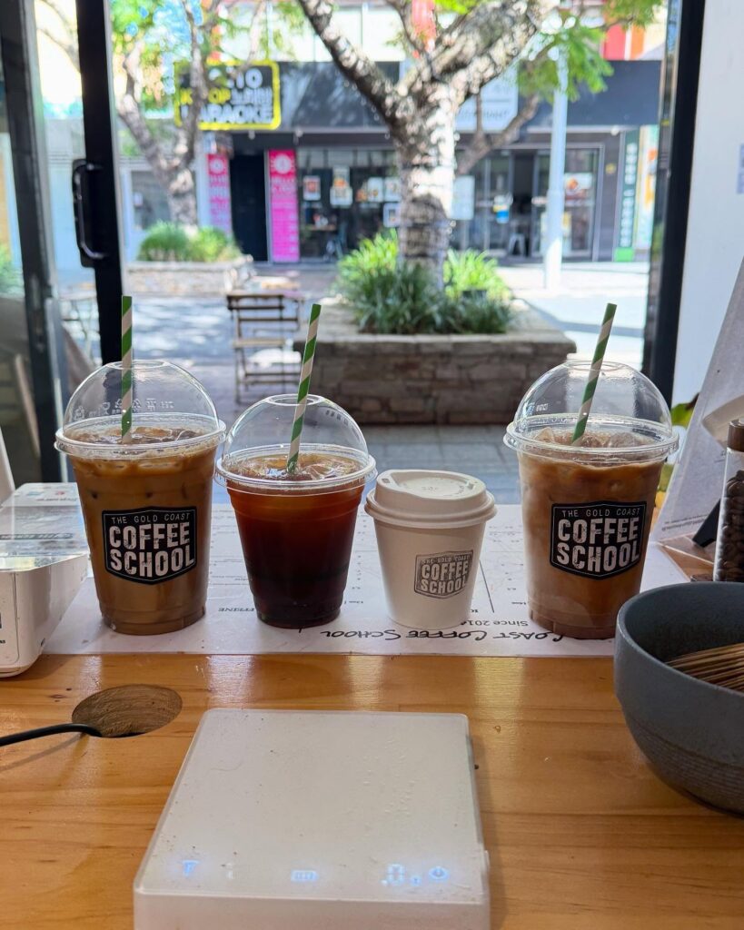 Barista made latte and iced latte Gold Coast Coffee School Southport