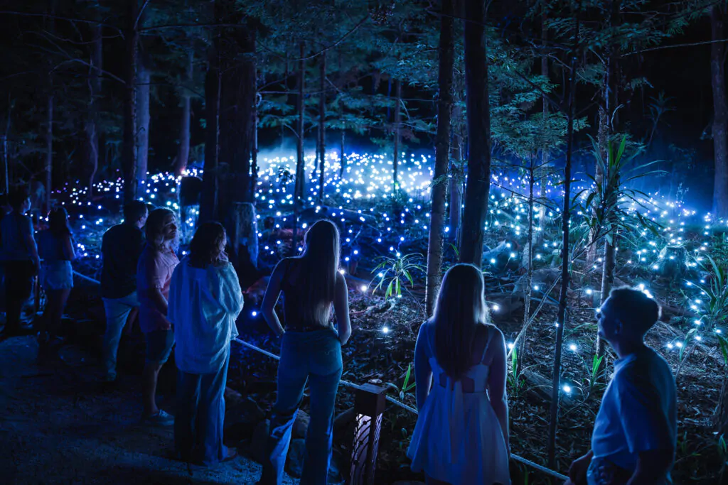 Family enjoying the Astra Lumina Gold Coast immersive light experience