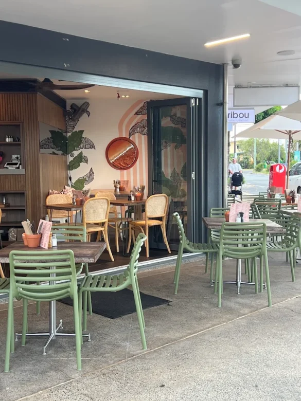 Exterior dining area at Sunset on Chevron café on Chevron Island, Gold Coast