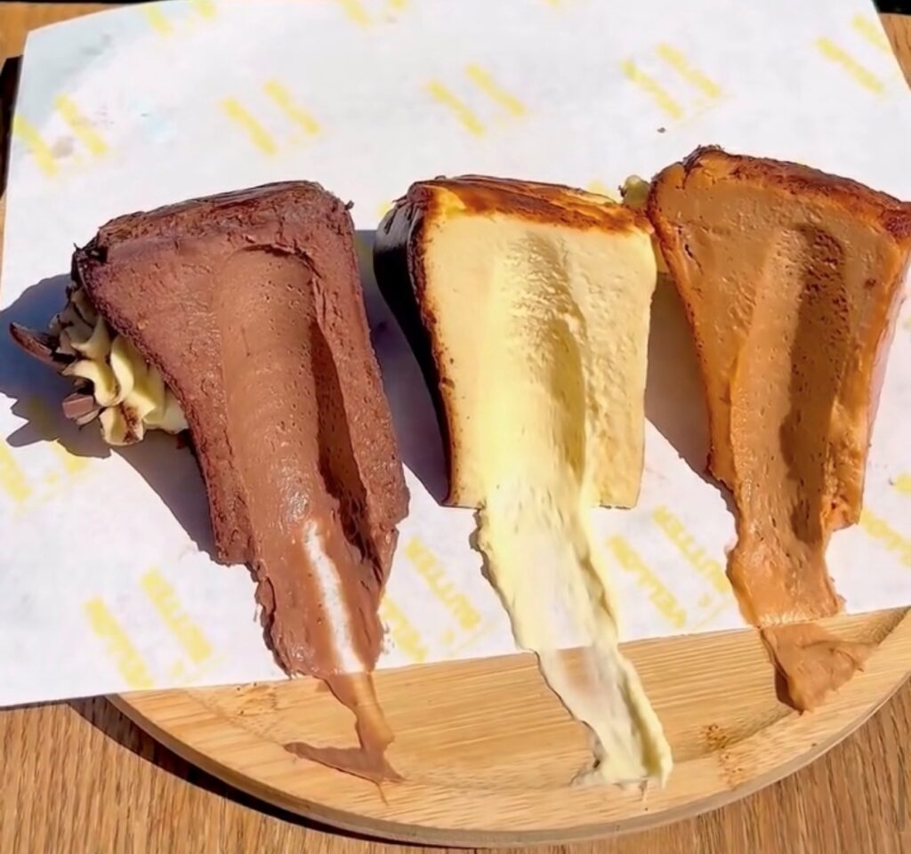 Basque cheesecake slice at Yellow and Butter cafe Southport Gold Coast