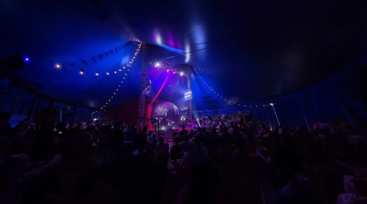 Big top circus tent set up at Broadwater Parklands Gold Coast for Ashton's Great Australian Circus