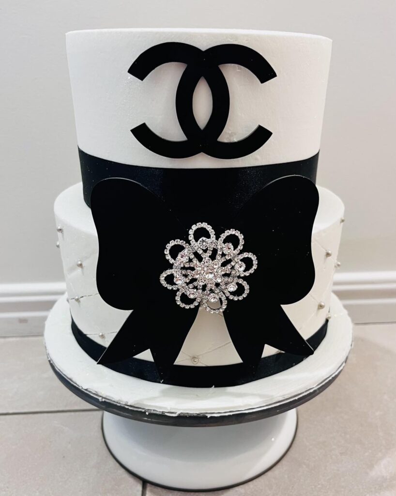 Custom decorated celebration cake with buttercream frosting