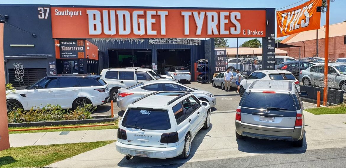 Southport Budget Tyres shopfront on 37 Egerton Street, Gold Coast
