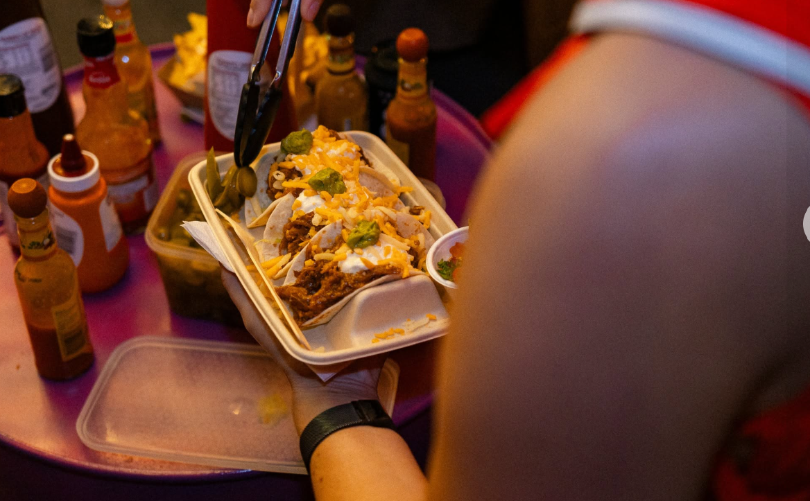 Street food stall serving tacos at Nobbys Street Fiesta