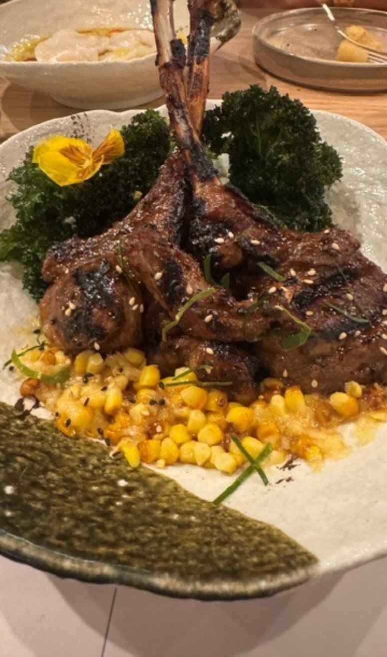 Lamb cutlets with butter sauce and mint corn at Oatz Bistro Bar Southport