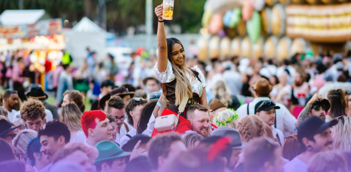 rowd celebrating Oktoberfest in the Gardens 2026 on the Gold Coast