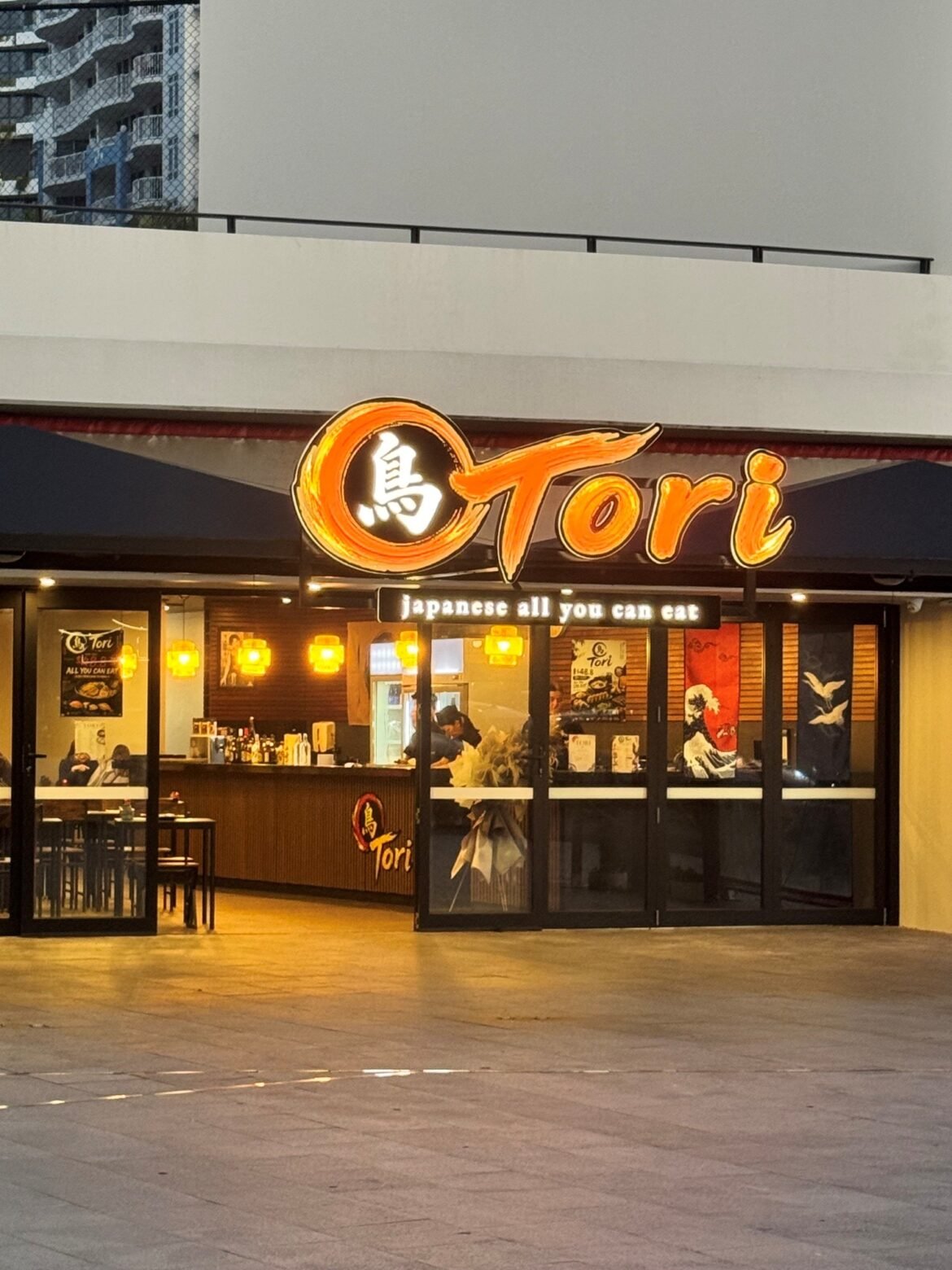 Tori all you can eat Japanese restaurant entrance and signage, Broadbeach