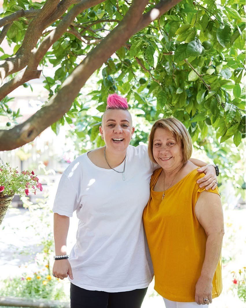 Celebrity chef Anna Polyviou and her mum Gina cooking in the Lakeside Room at the Gold Coast Greek Festival