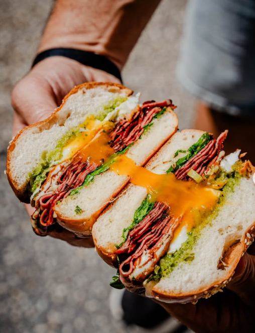 The Italian Foc sandwich with mortadella and stracciatella at Hot Mess Deli Varsity Lakes