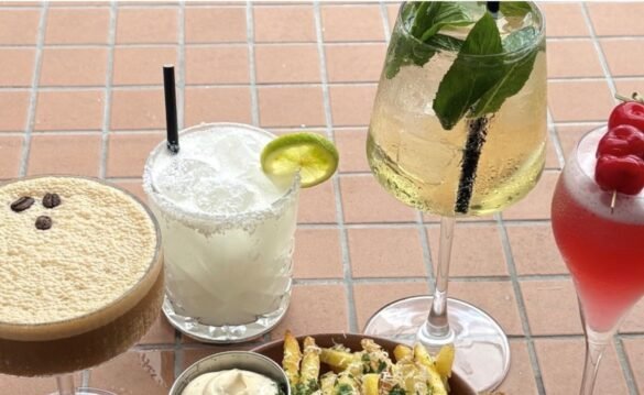 Cocktails and Truffle Fries served at the bar at Salt Nobby Beach, Mermaid Beach